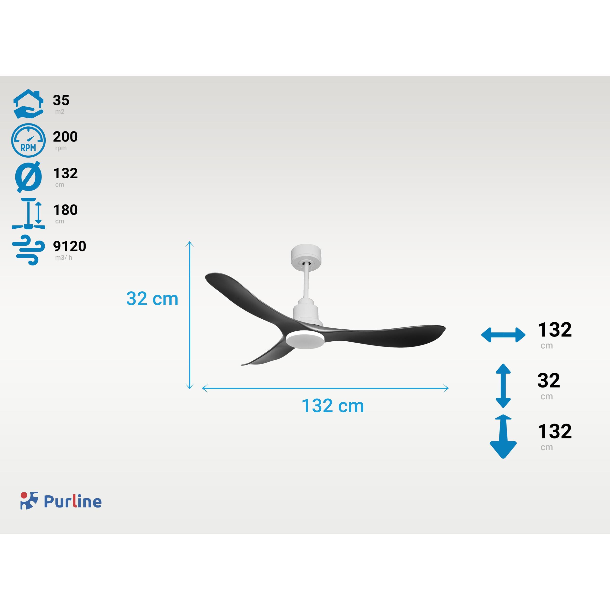 Ventilateur de plafond Réversible  Thermostat Pays vendable Wifi Moteur à courant continu Toits en pente Télécommande Hypersilence Mémoire