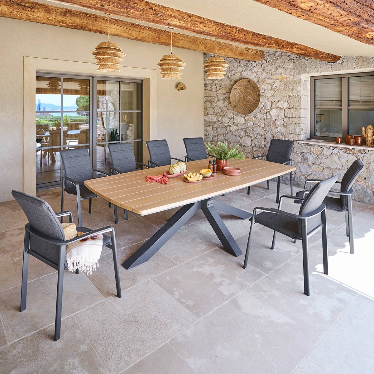 Table de jardin 10 places Oraclion marron