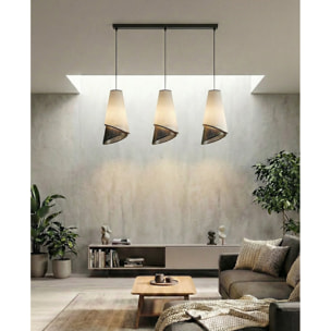 Lampada a sospensione MODA in acciaio e tessuto grigio