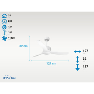 Ventilatore da soffitto ø127 cm con Wifi Ipersilenza reversibile per 35 m²