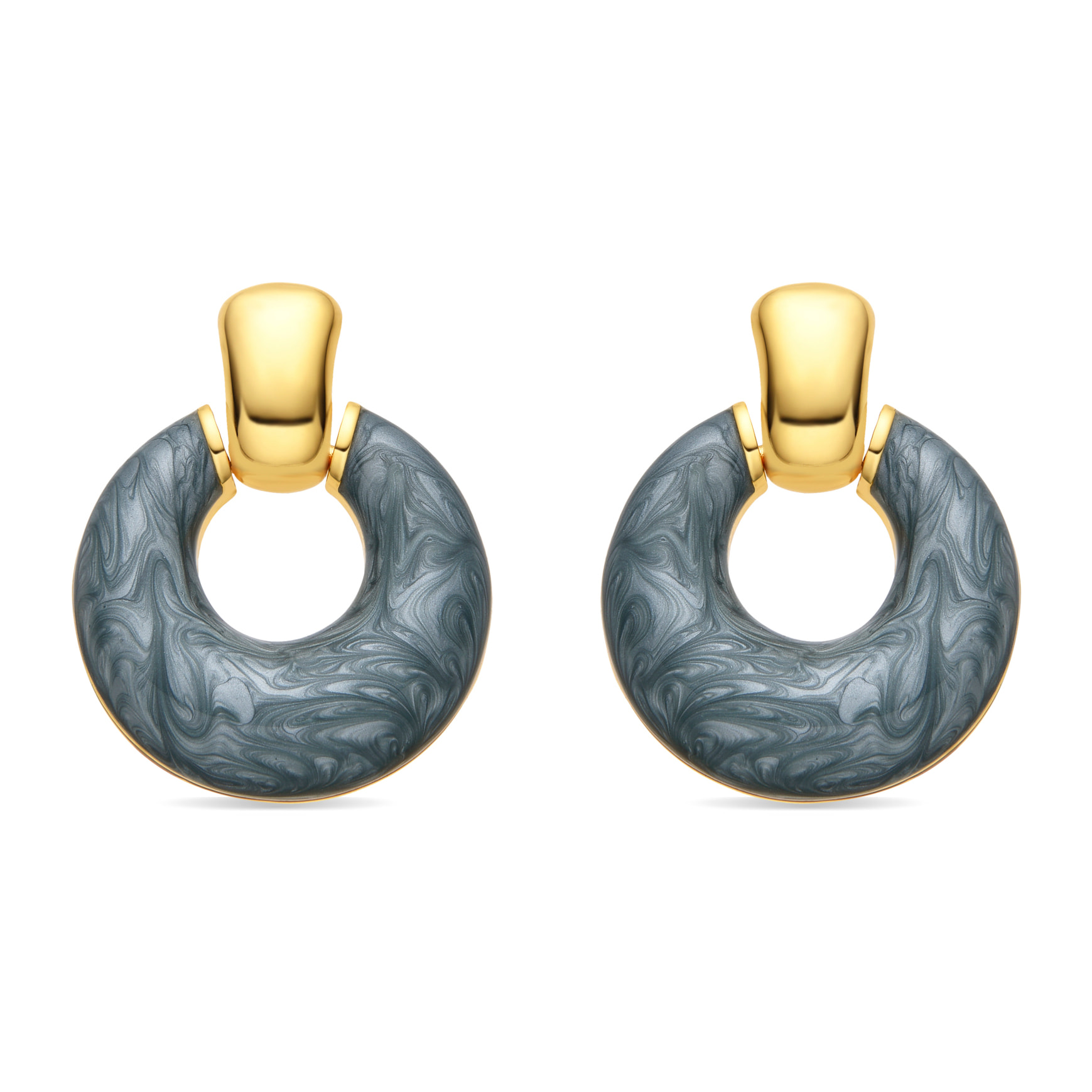 Pendientes con Lacado Azul acabado oro 18k