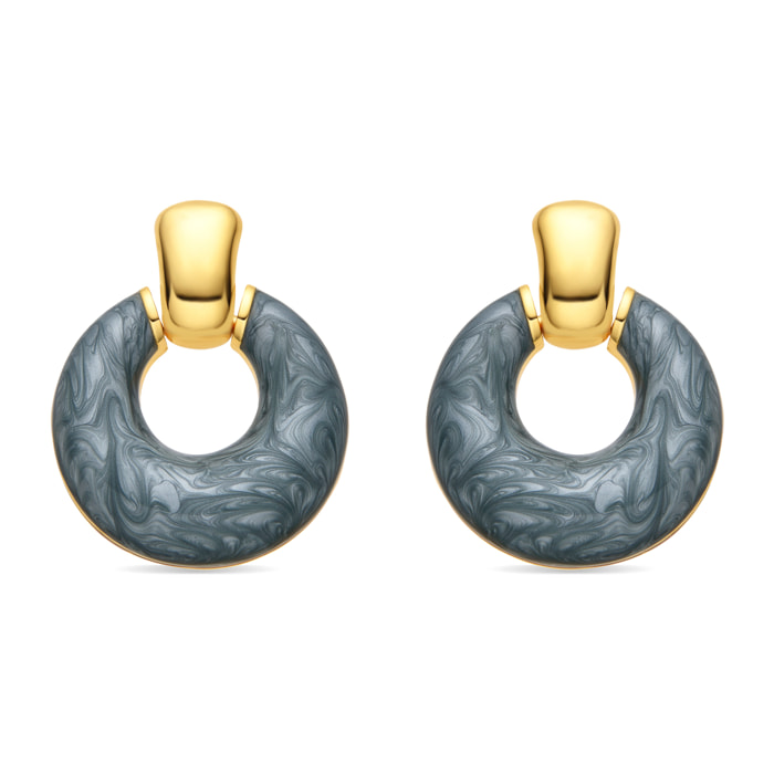Pendientes con Lacado Azul acabado oro 18k