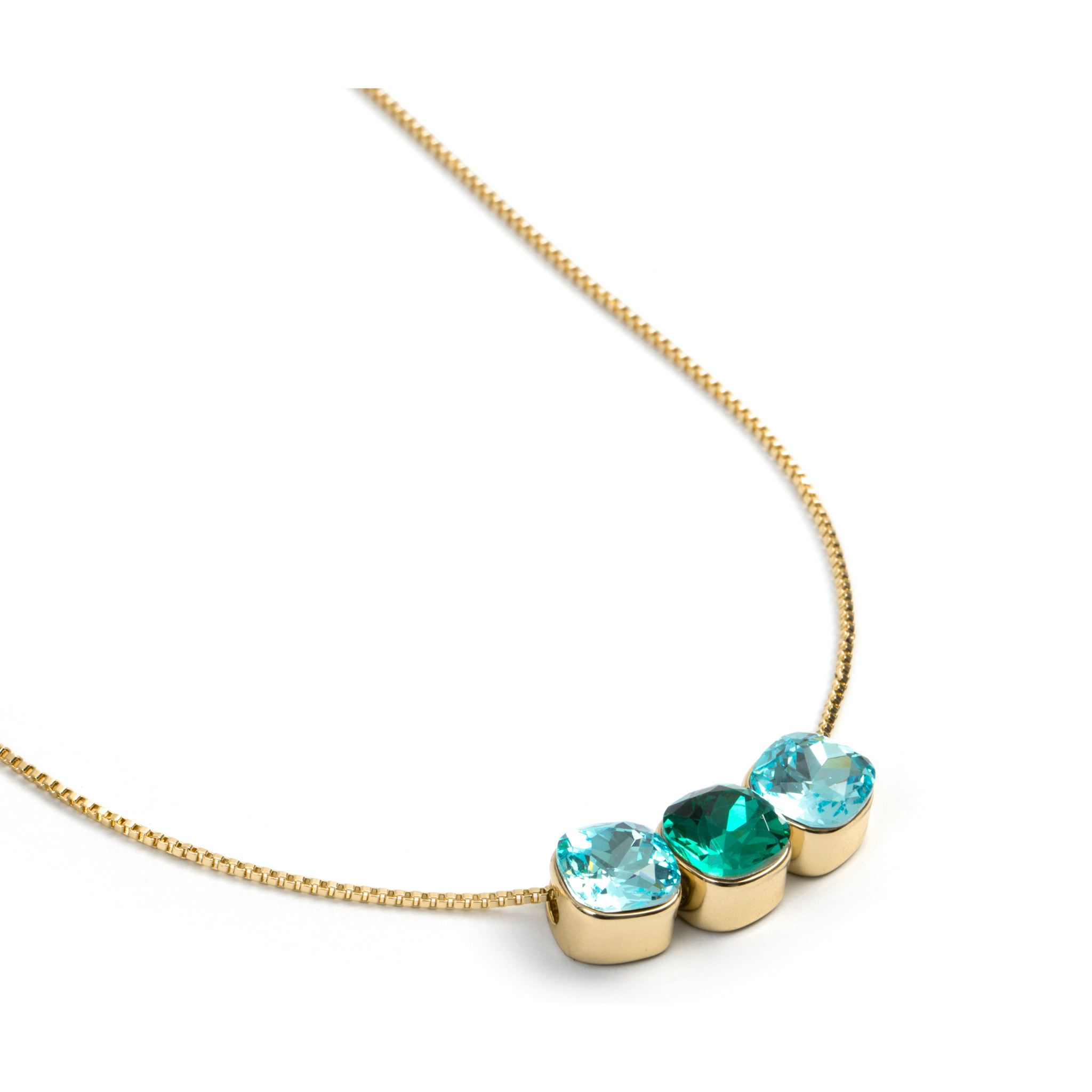 Collar de Cristal Azul acabado en oro amarillo de 18k