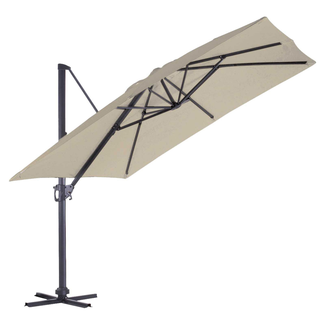 Parasol en Aluminium à Pied Déporté de 3 x 3 m - Ecru