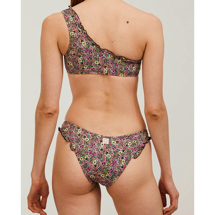 Braga de bikini con volante y estampado de flores