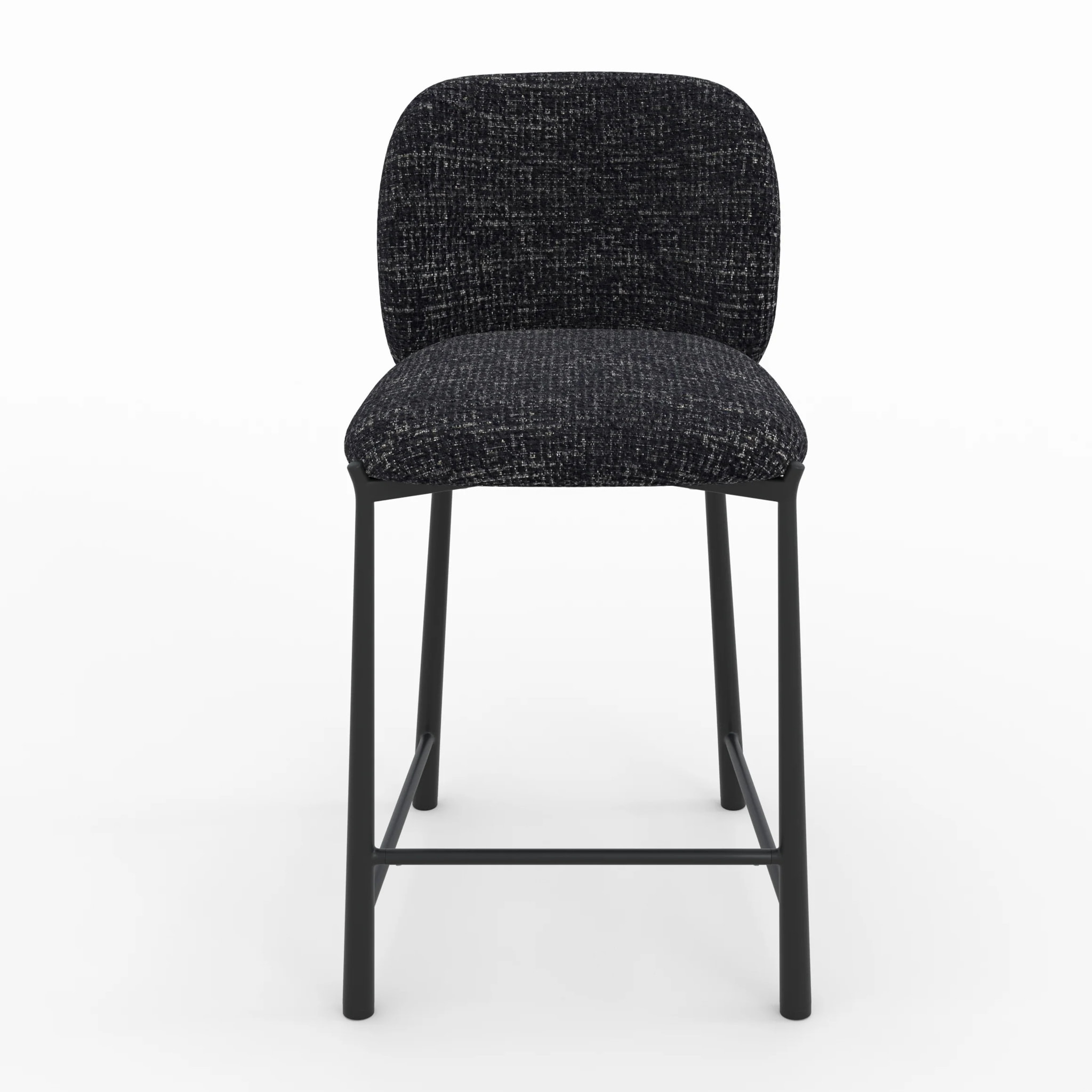Lot de 2 chaises pour ilot central 65,5 cm en tissu texturé noir - Bento