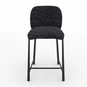 Lot de 2 chaises pour ilot central 65,5 cm en tissu texturé noir - Bento