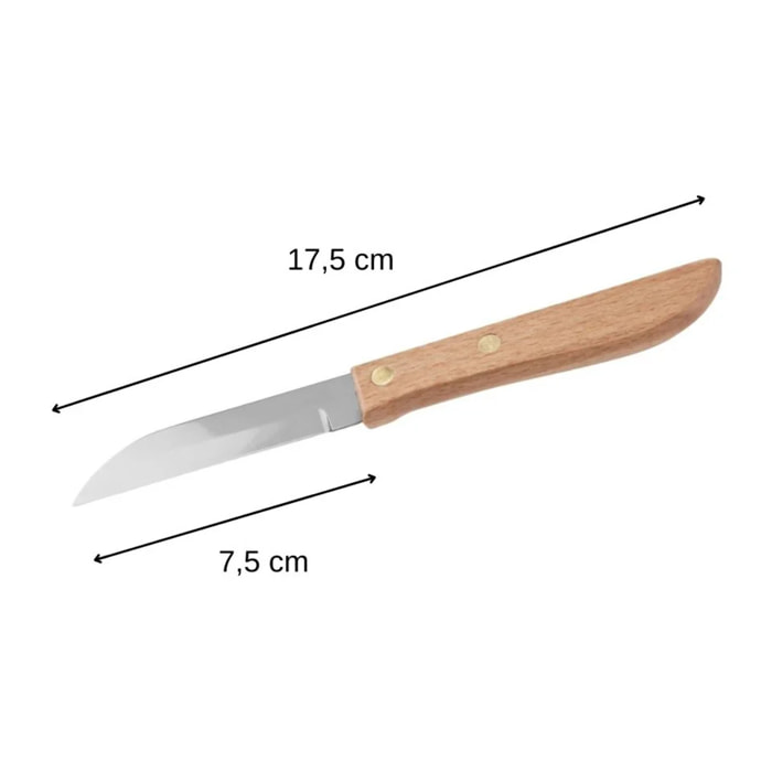 Couteau d'office manche en bois lame de 7,5 cm Nirosta Country