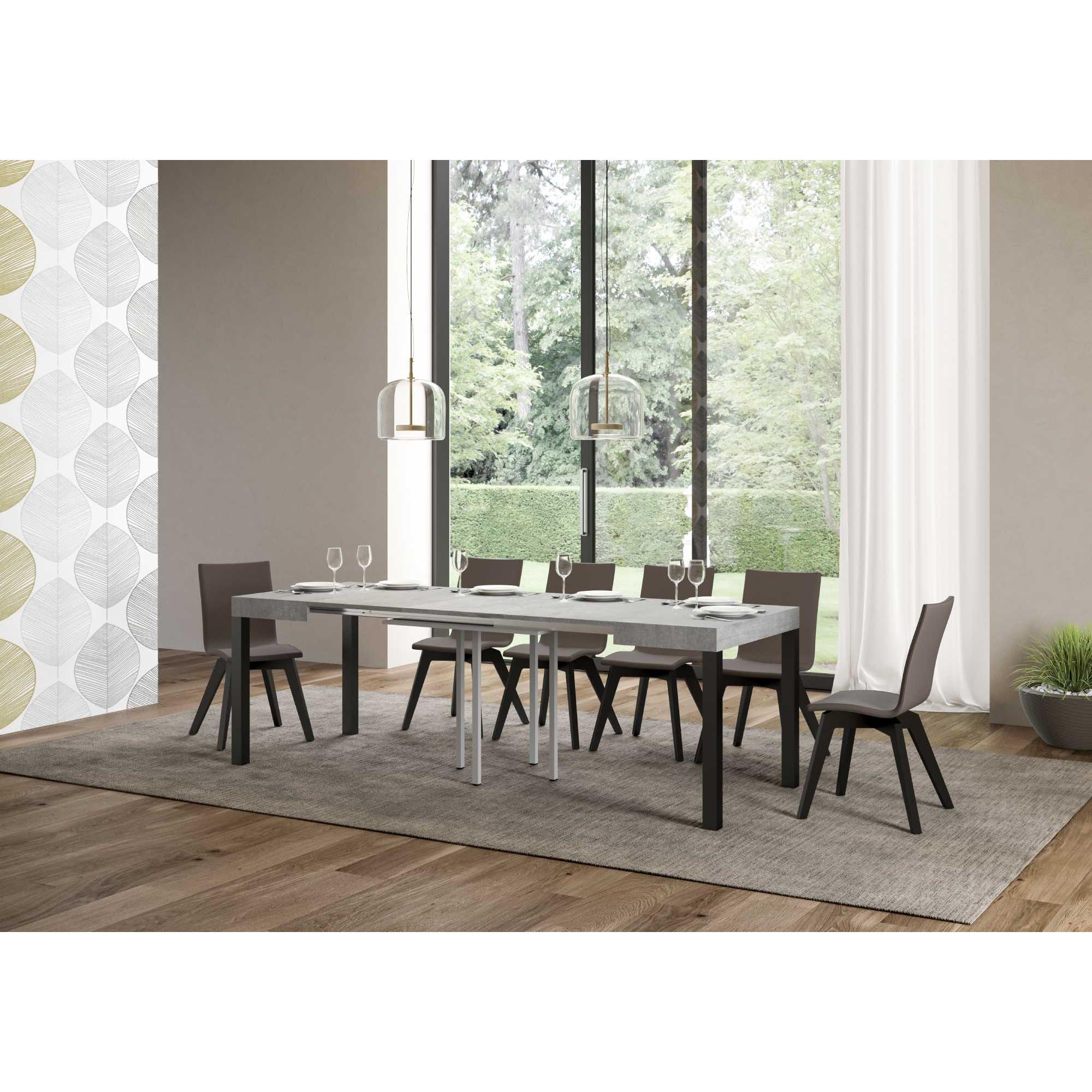 Mesa extensible 90x90/246 cm Everyday Cemento estructura Antracita