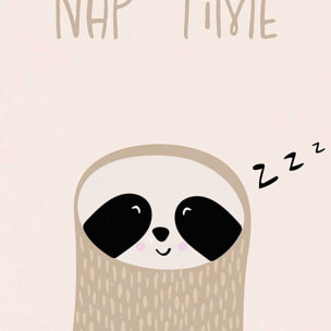 Affiche enfant paresseux  Affiche + cadre en bois - Chêne