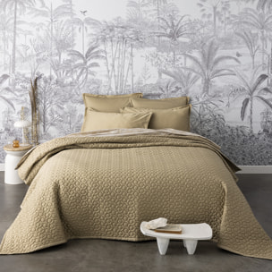 Couvre lit matelassé en satin de coton bio, POÉSIE, Jaune Desert