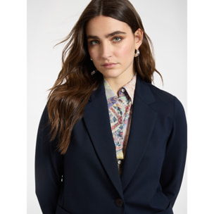 Elena Mirò - Blazer de un botón en punto Milano - Azul