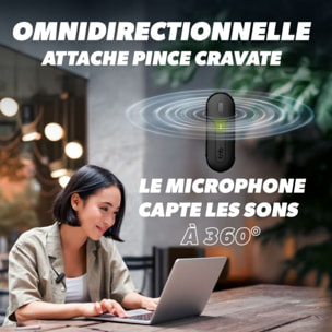 Micro cravate sans fil TNB sans fil avec boitier de charge noir