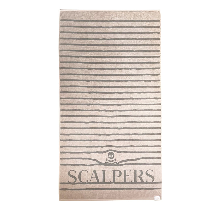 Toalla de playa 90x180cm 100% algodón 420gsm en beige a rayas scalpers home