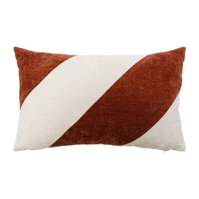 Coussin rectangulaire en velours chenille à motif graphique - Rouge