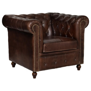 Fauteuil "Chester" - cuir - marron