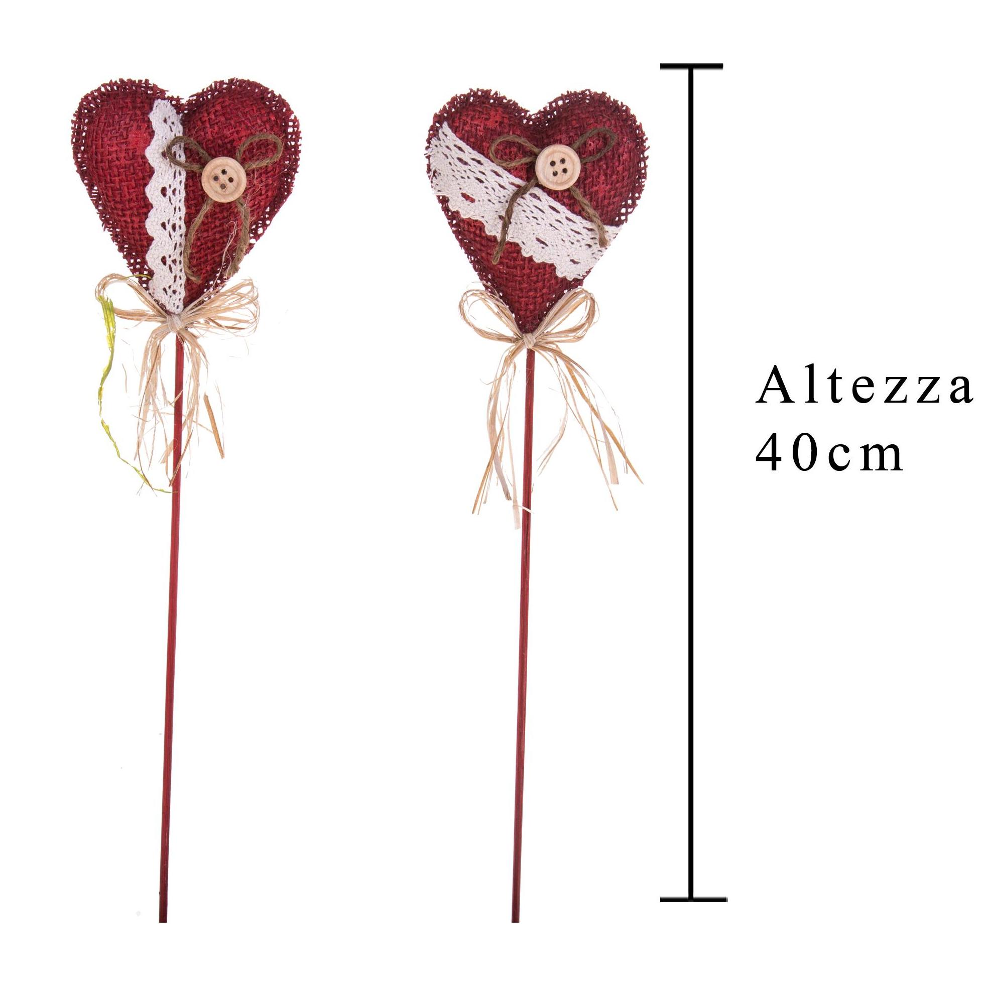 Pick Cuore Trina. Altezza 10 Cm - Pezzi 12 - 10X40X4cm - Colore: Incolore - Bianchi Dino - Cuori Rattan E In Vari Materiali