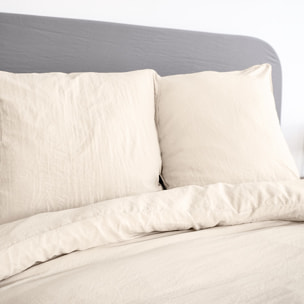 Parure housse de couette unie 100% microfibre lavée - avy - beige sable