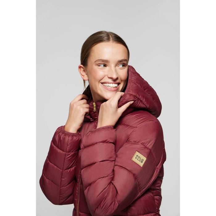 Cappotto Corinne bordeaux ultralight con cappuccio e logo Polo Club