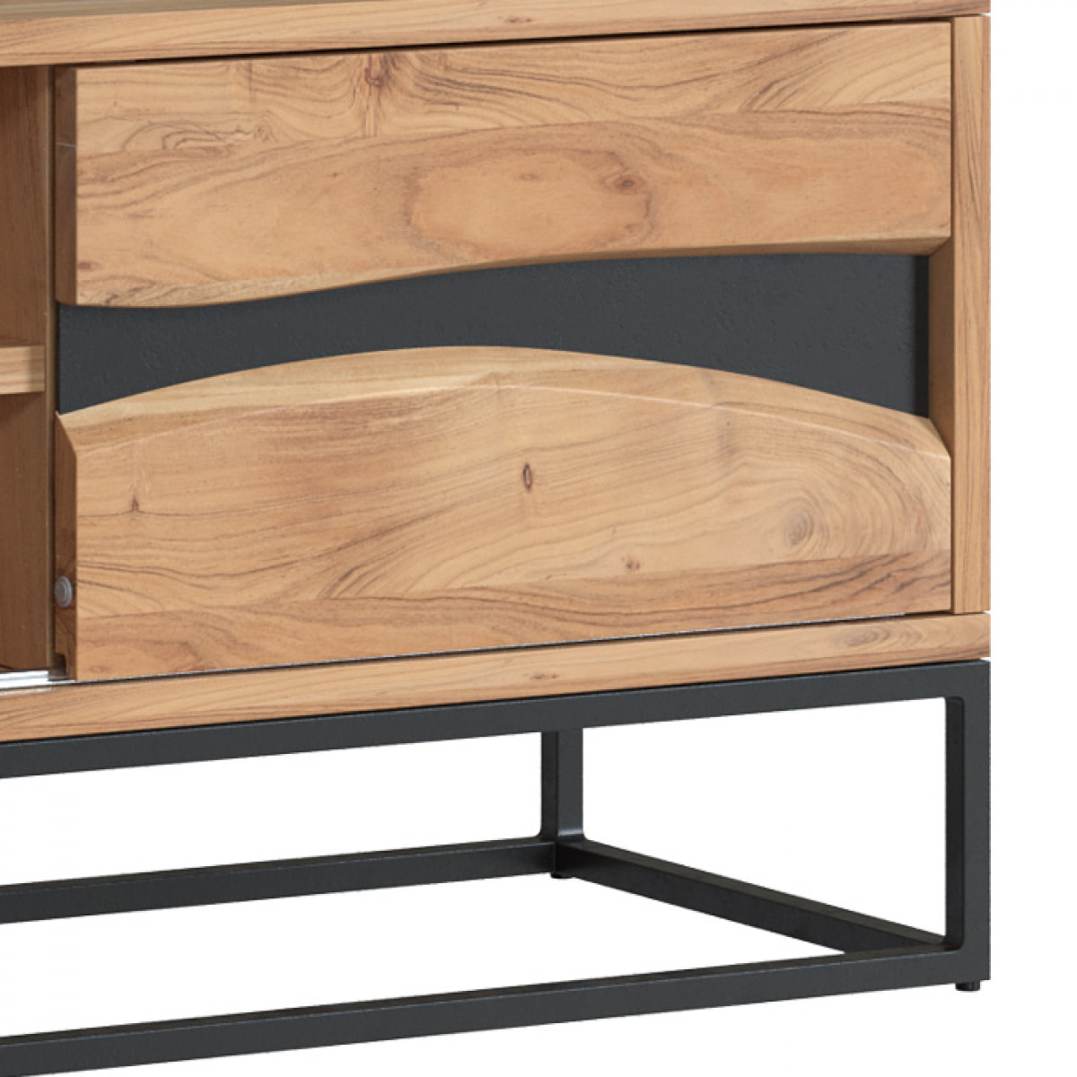 Meuble TV en bois d'acacia massif et métal 140 cm - Alabama