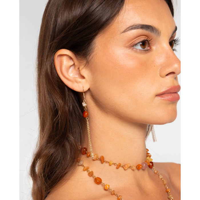 Pendientes de mujer con piedras naturales y cadenas