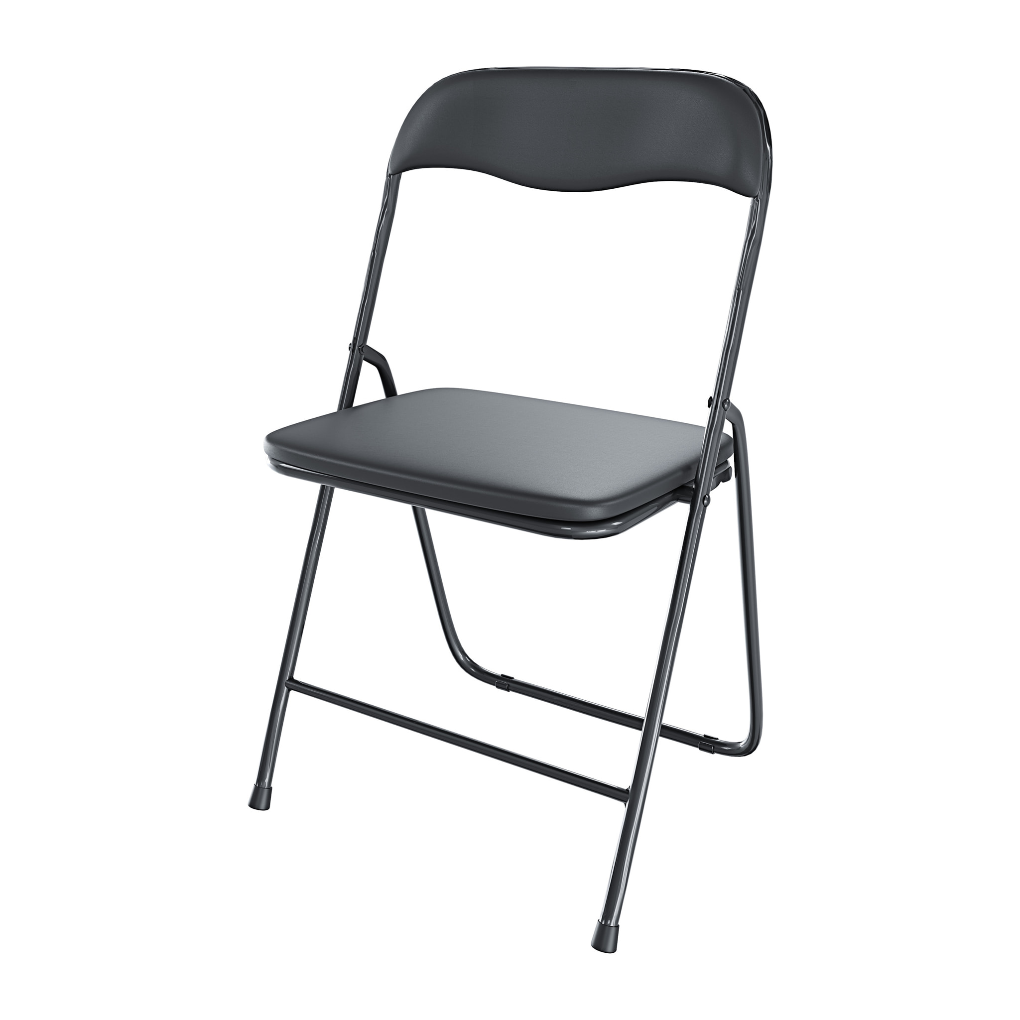 Set 6 Sedia Pieghevole Slim Opaca Metallo Sedie Salvaspazio Ufficio Casa Campeggio Salotto Cucina Ecopelle Comoda Seduta Imbottita 78x44x44 cm Nero