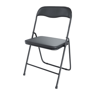 Set 6 Sedia Pieghevole Slim Opaca Metallo Sedie Salvaspazio Ufficio Casa Campeggio Salotto Cucina Ecopelle Comoda Seduta Imbottita 78x44x44 cm Nero