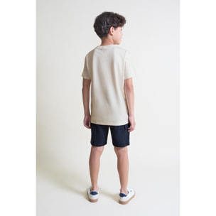 Conjunto Camiseta con Estampado Desert Mountain y Shorts Cargo con Bolsillos Laterales | Color: Crudo | Street Monkey