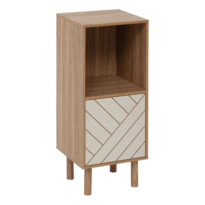 Etagère 2 cases 1 porte Mix'N'Match bois et motif rayé