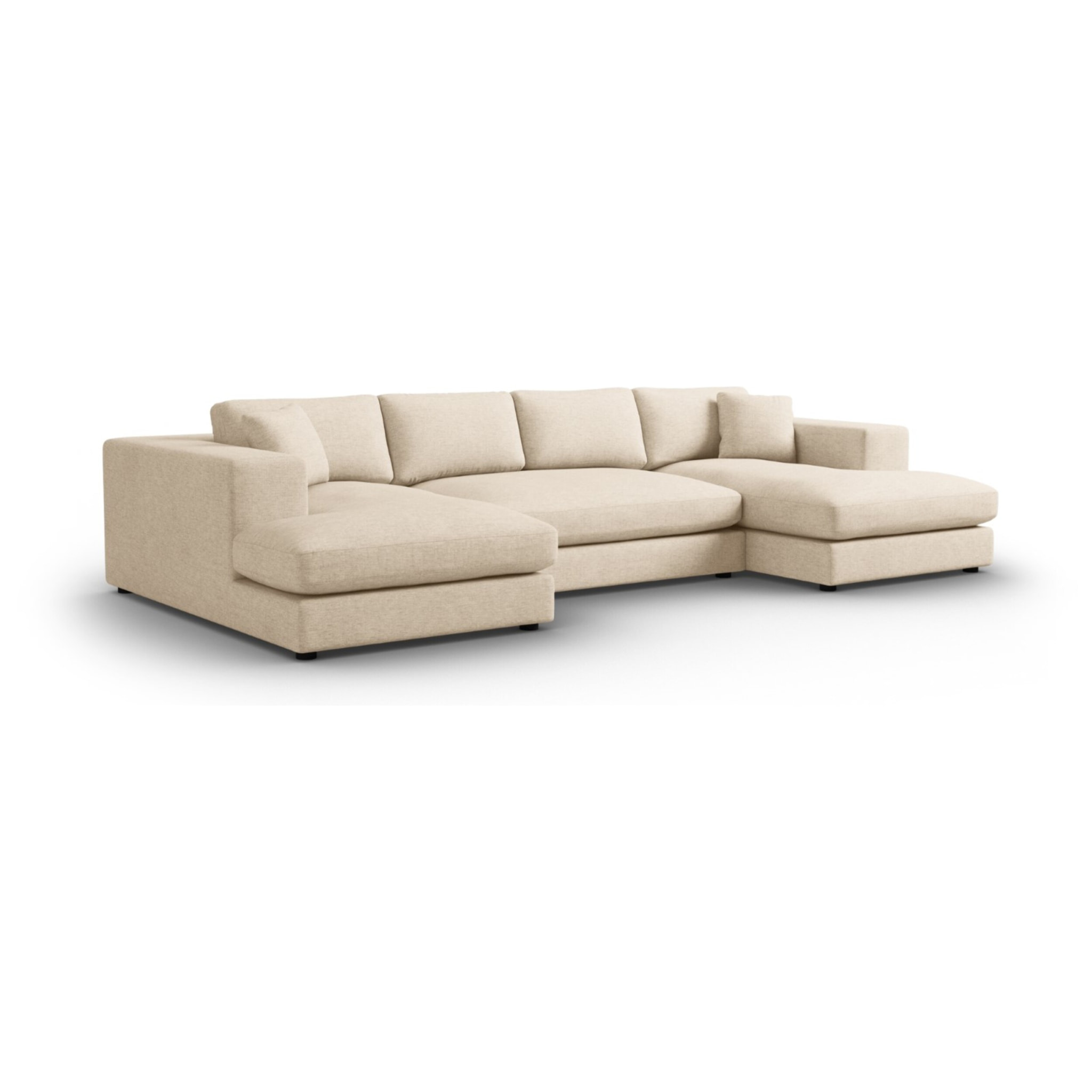 Canapé panoramique "Tendance" 5 places en tissu structurel beige