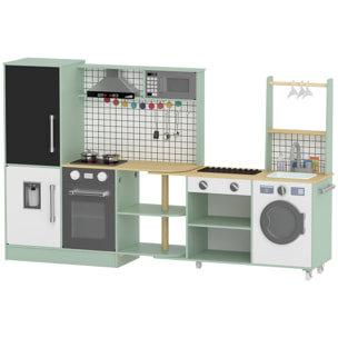 Cuisine enfant modulable tout équipée avec accessoires effets sonores lumineux blanc vert