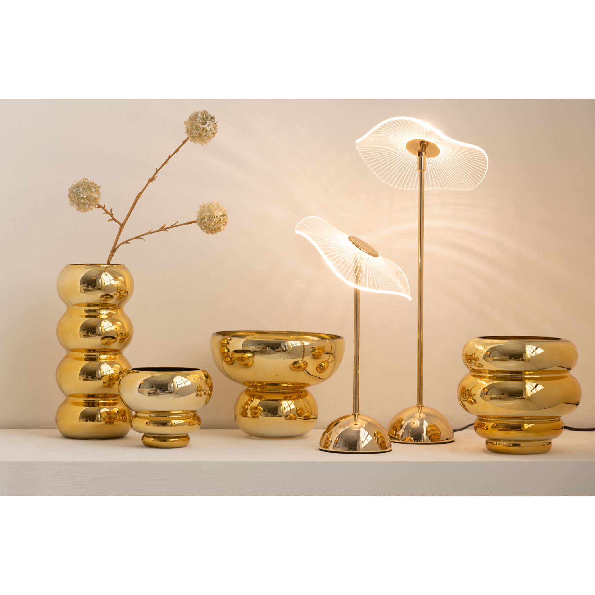 J-Line bougeoir/vase Julia - verre - or - Ø 15.5 cm