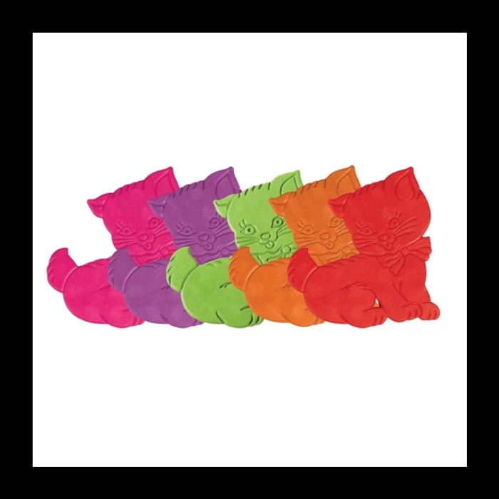 Lot de 5 stickers figurines antidérapantes de douche ou baignoire Caoutchouc Motif chat 12,5x11cm Multicolor MSV