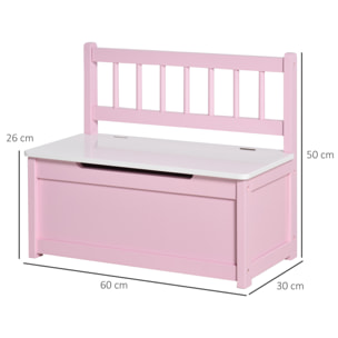 Baúl para Juguetes Banco Almacenaje para Niños con Respaldo y Tapa Amortiguadora Carga 40 kg para Salas de Juego Dormitorio 60x30x50 cm Rosa y Blanco