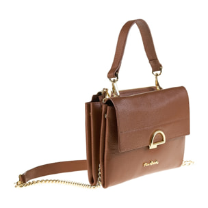 Borsa a spalla da donna Made in Italy - Modello Solara Lux - 100% pelle - 21.0 x 16.0 x 6.5 cm