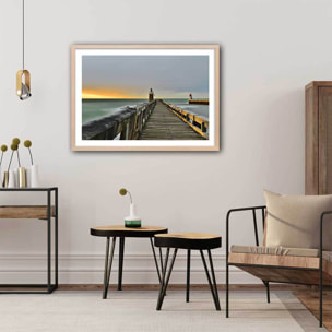 Affiche photo capbreton glassy sous estacade Affiche + cadre en bois - Chêne