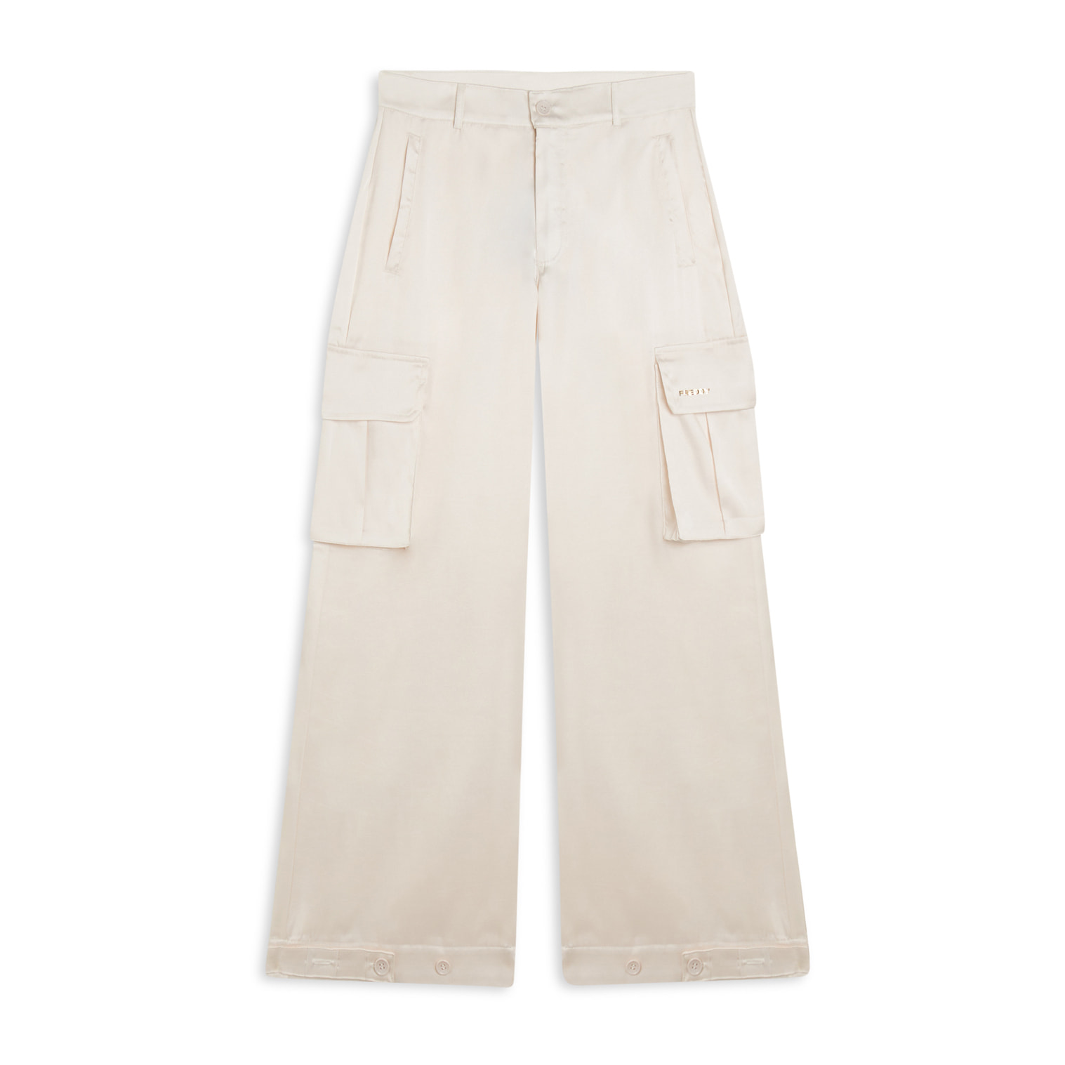 Pantaloni Cargo effetto seta wide leg con fondo regolabile