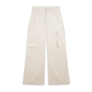 Pantaloni Cargo effetto seta wide leg con fondo regolabile
