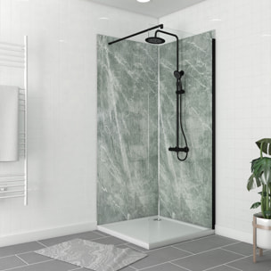 Pack de 2 Panneaux Muraux Pierre Artic Green 90+90x210 cm avec Profilés ANODISE BRILLANT - STONE'IT