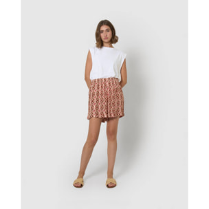 Pantalón corto bambula detalles plisados costwolds teja