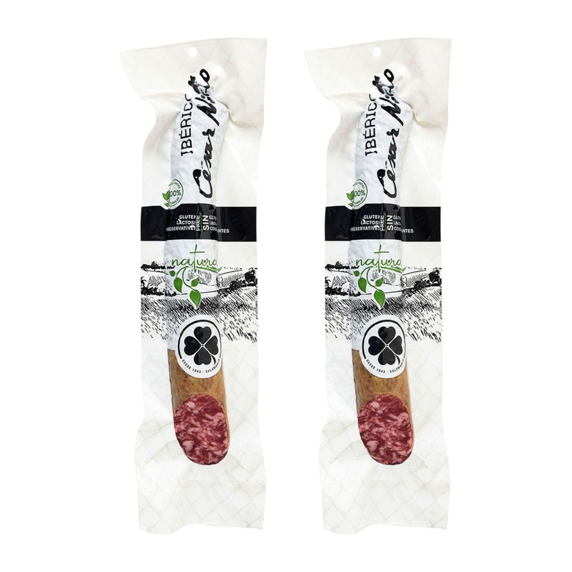 2 x Demi Salchichón Ibérico Cular Bellota 100% Naturel - 2x400g - Espagne - César Nieto