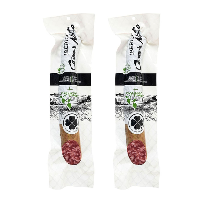 2 x Demi Salchichón Ibérico Cular Bellota 100% Naturel - 2x400g - Espagne - César Nieto