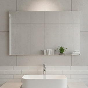Mobile Mobiletto Bagno Sospeso Legno Con 2 Ante Ripiani e Vani Aperti Lavabo In Ceramica Con Specchio Design Moderno Nordico 80 x 45 x 64 Cm Rovere