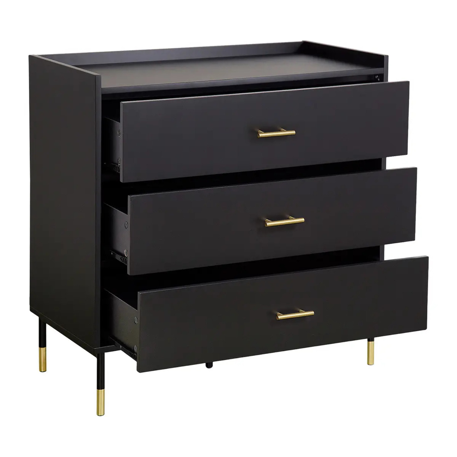 Commode "Tedy" - 3 tiroirs - bois et métal - noir