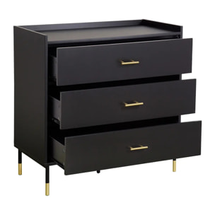 Commode "Tedy" - 3 tiroirs - bois et métal - noir