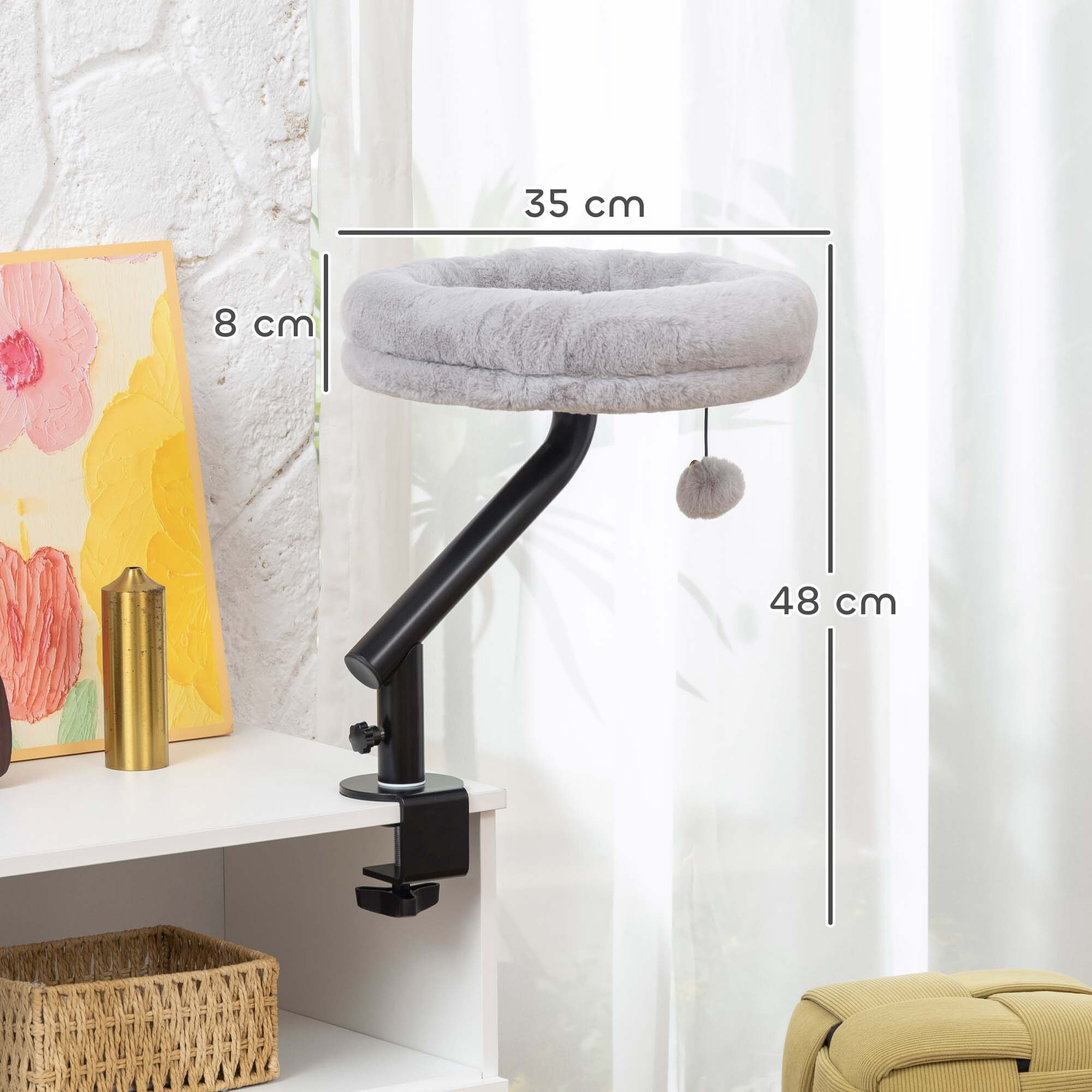 Lit de bureau pour chat pivotant réglable déhoussable gris