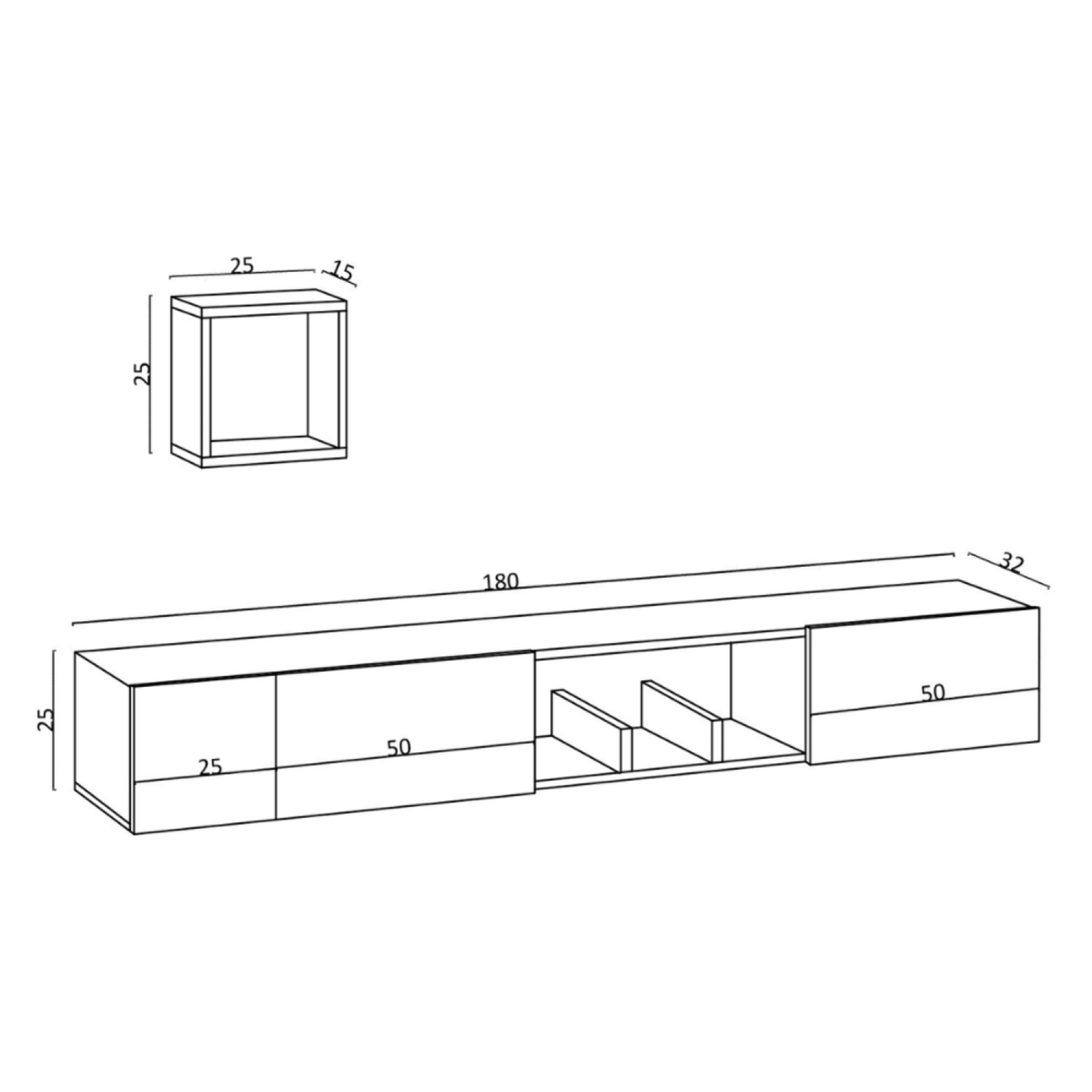 Meuble tv avec rangements imitation chêne clair - ALZEY
