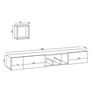 Meuble tv avec rangements imitation chêne clair - ALZEY