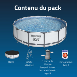 Bestway Piscine hors sol tubulaire ronde Bestway Steel Pro Max 427 x 107 cm gris clair