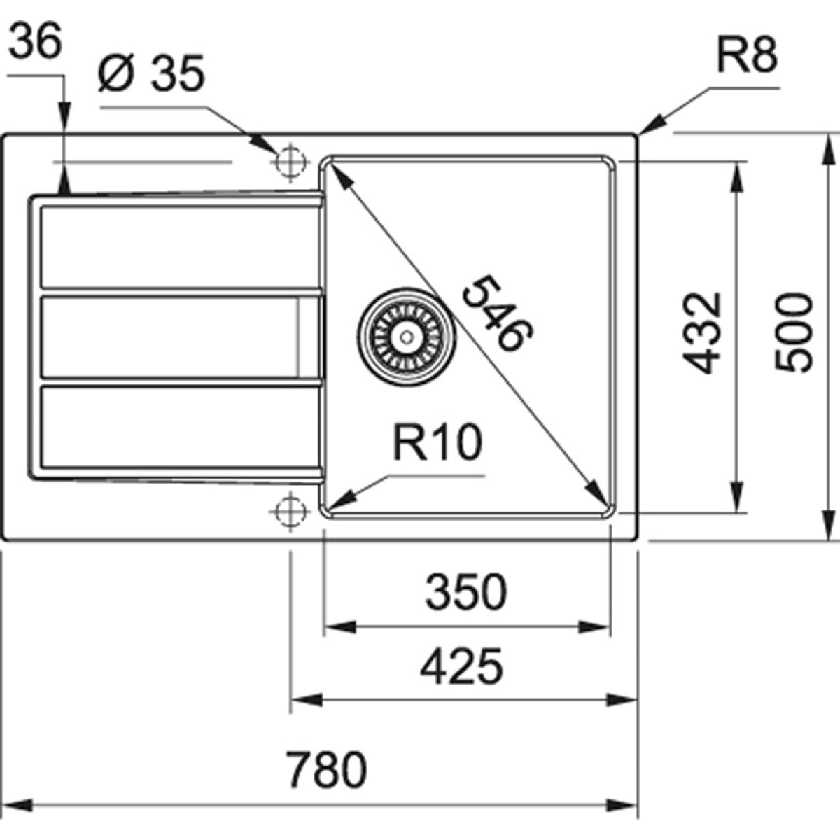 SIRIUS - 2.0 S2D 611-78 Tectonite® Evier à encastrer Blanc